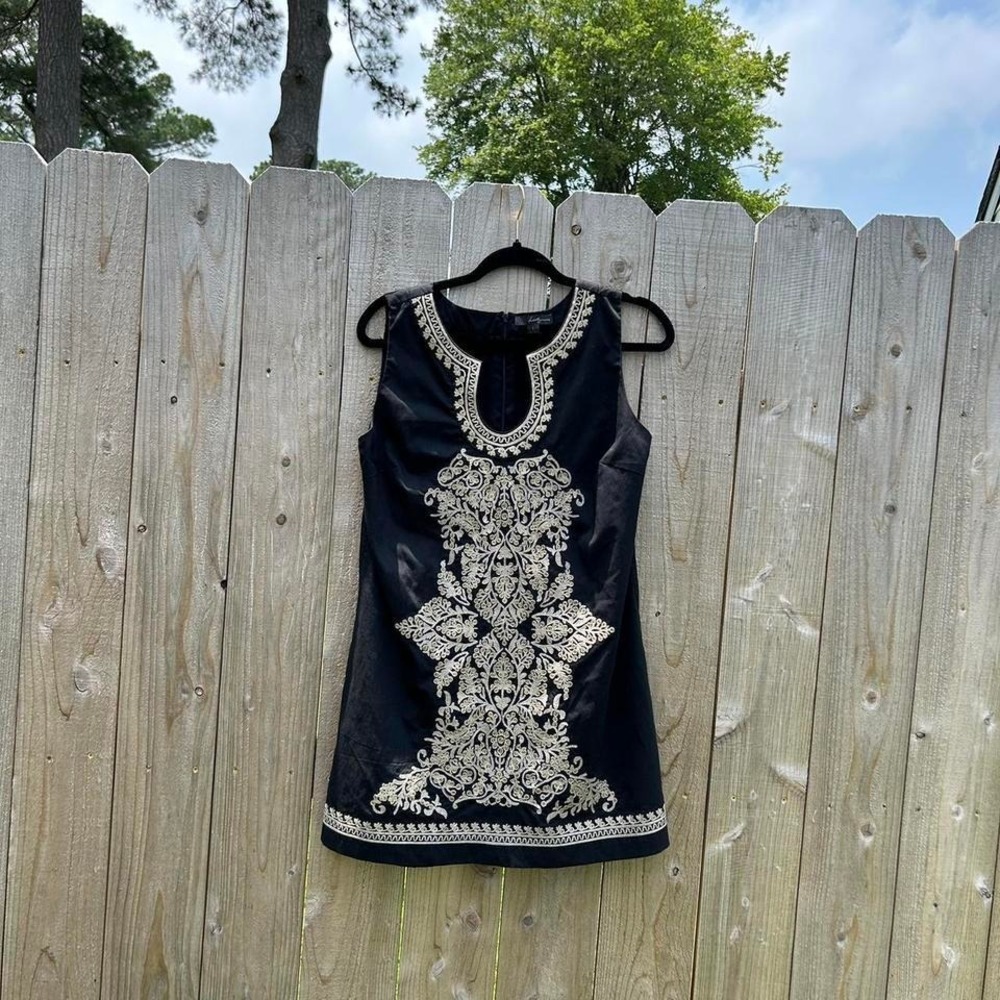 Black embroidered dress from forever 21 size large spring summer date